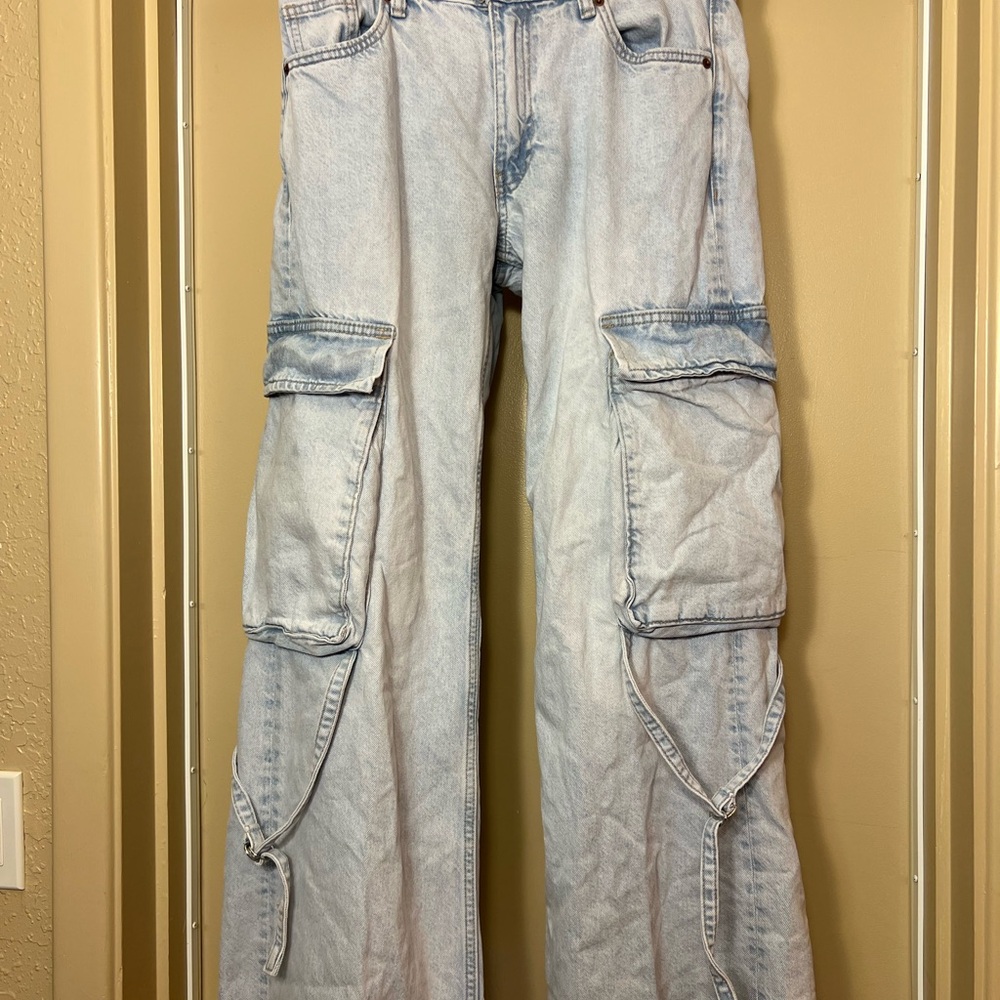Zara Light Blue Cargo Jeans